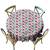 Luunins - Mantel Redondo de Madera para Cocina, diseño de macarrones y Bayas, para Boda, recepción, Color Azul