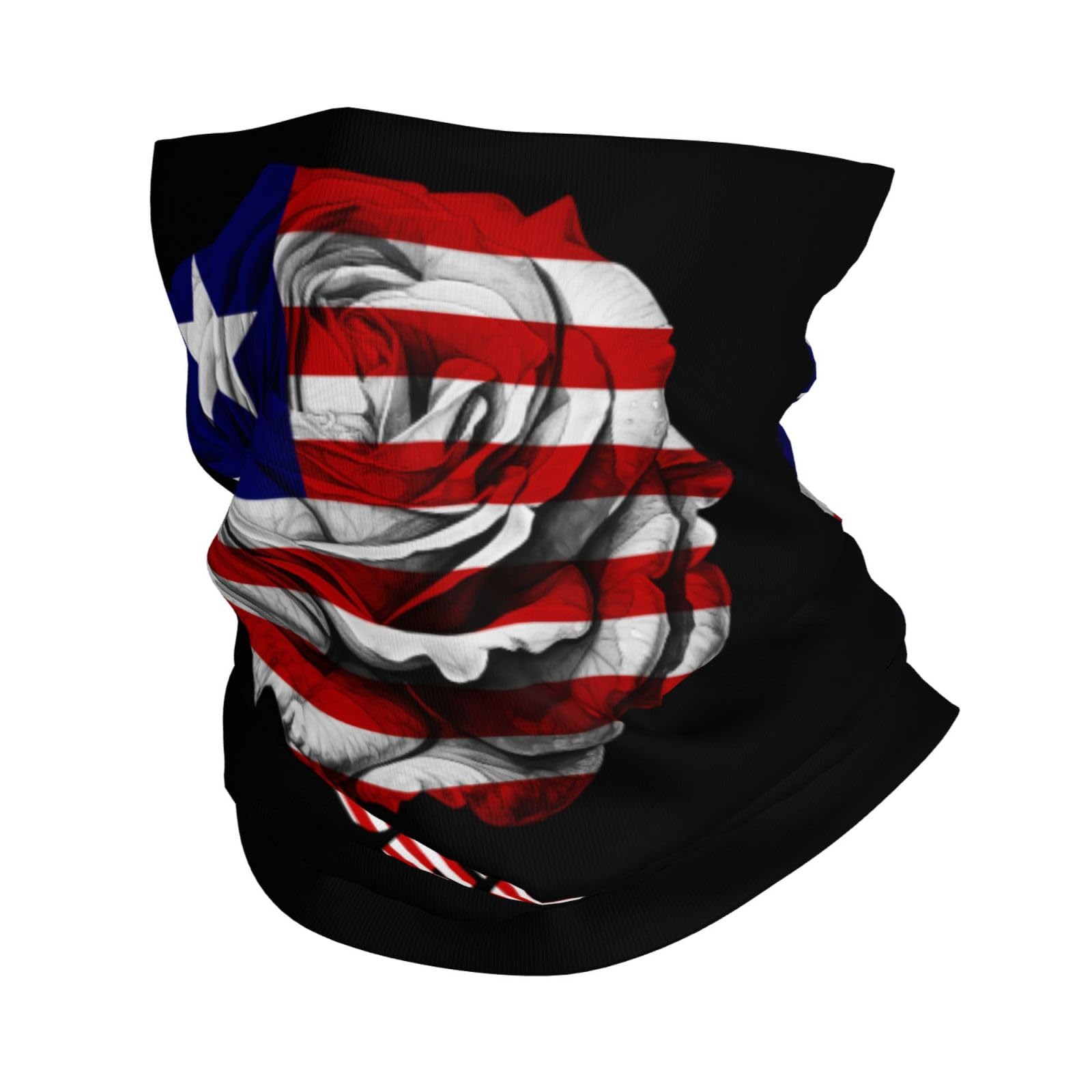 Vintage Rose Liberia Liberian Flag Neck Gaiter Face Mask for Men Women Uv Protection Seamless Face Shield Cool Breathable Cycling Riding Running Headbands Bandana