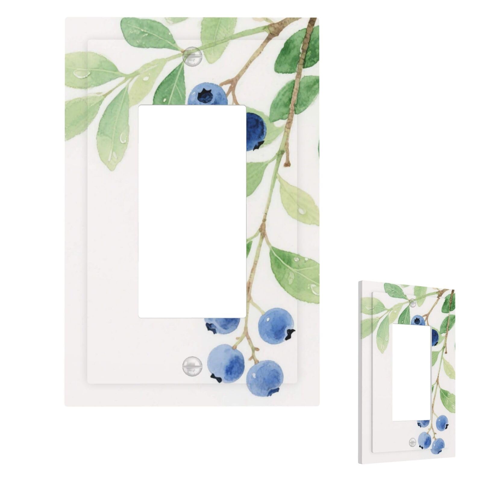 Fruits Blueberry Wall Plate Cover Modern Decorative 1 Gang Light Switch Cover Unbreakable Receptacle Outlet Covers For Living Room Bedroom Home Decor 1 Gang