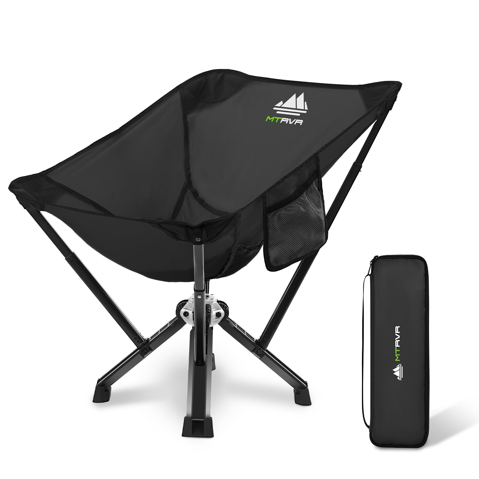 Folding Camping Chair Lightweight Outdoor Chair Heavy Duty 272 kg Capacity Portable Chairs with Pocket and for Hiking, Fishing,Travel, Outdoor Adventures (Classic Black,A)