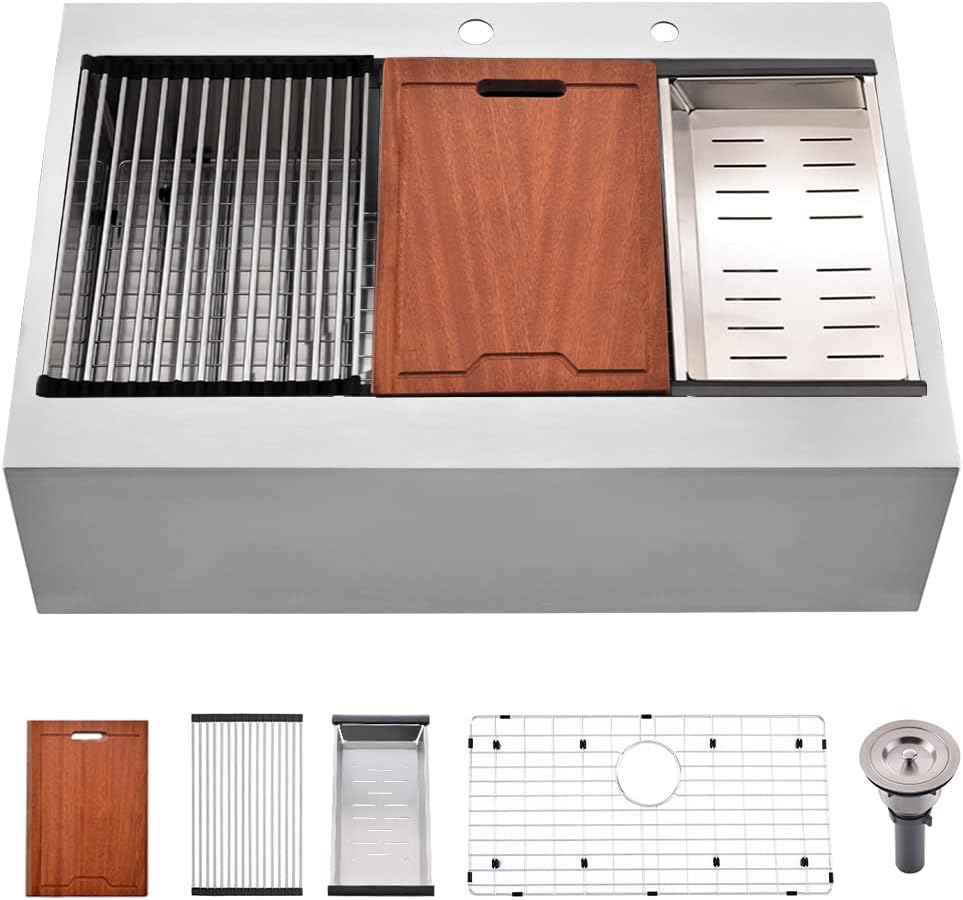 Bokaiya 33x22 Stainless Steel DropIn Farmhouse Sink Australia Ubuy