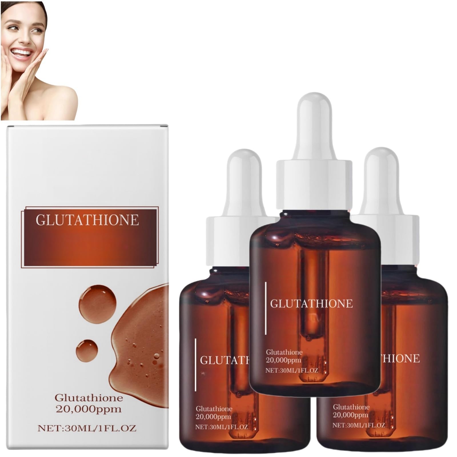 Glutathione Serum with 20,000ppm Glutathione Essence, Niacinamide and Hyaluronic Acid Moisturizing Treatment, Korean Skin Care, Make Your Skin Glow