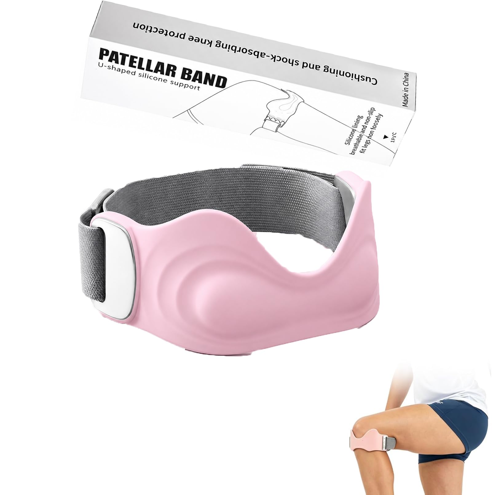 StrydePrecision Strap – 2026 New Stryde Knee Strap, Patella Tendon Knee Strap & Knee Support Silicone Lock-Point Pad, Stays Put Through Every Rep, One size, Adjustable, Fits All (Pink)