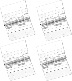4Pcs Acrylic Hinges, 1 x 1.38 Inch Hardware Folding Hinges Piano Hinges with Mounting Hole Metal Shaft for Case Box Handicrafts, Clear