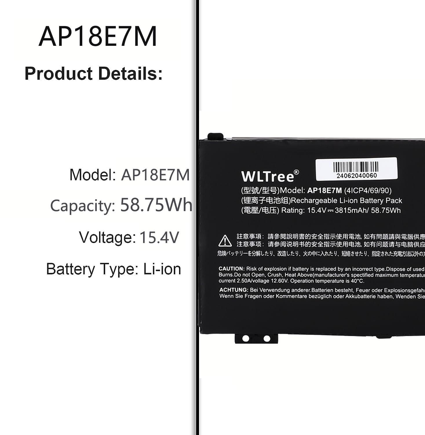 AP18E8M AP18E7M Batteria per Portatile Acer Nitro 5 AN515-54 AN515-55 AN515-56 AN515-57 AN515-58 AN515-43/44 AN515-45 AN517-51/52 AN715-51 Aspire A715-74G Predator Triton 300 PT315-52 Battery