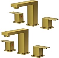 Vista 11 de FORIOUS Grifos de baño negros de 3 agujeros, grifo de lavabo de baño negro mate de 8 pulgadas de ancho, 2 manijas para fregadero de baño con drenaje