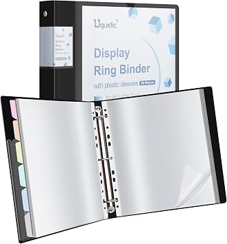 Uquelic 80 Pocket Presentation Binder with Clear Sleeves Letter/A4 Size | 80 Clear Sleeves Organize Documents, Certificates, and Artwork with Macaron Dividers and easy-view Pockets.
