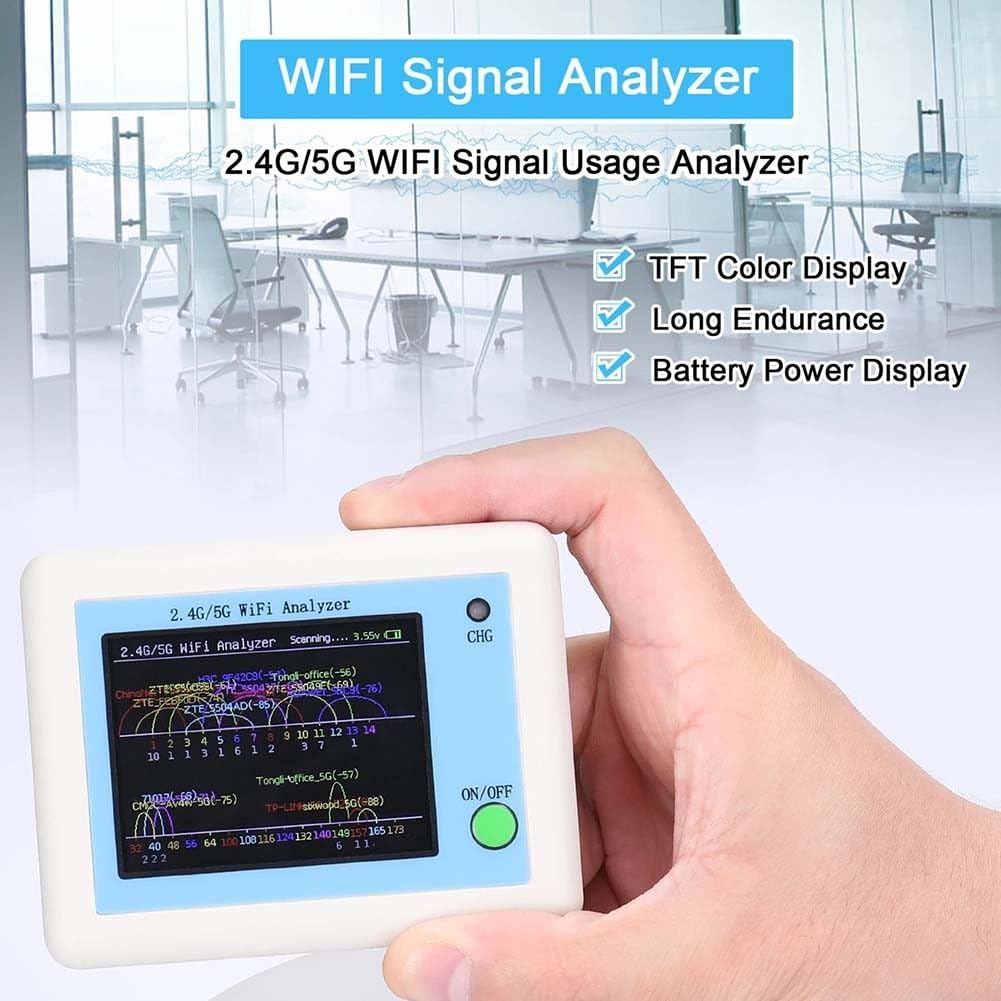 Analyseur de signal Wi-Fi, scanner réseau 2,4 G/5G, écran TFT de 6,1 cm, 600 mAh pour batterie, charge de type C pour la gestion du routeur