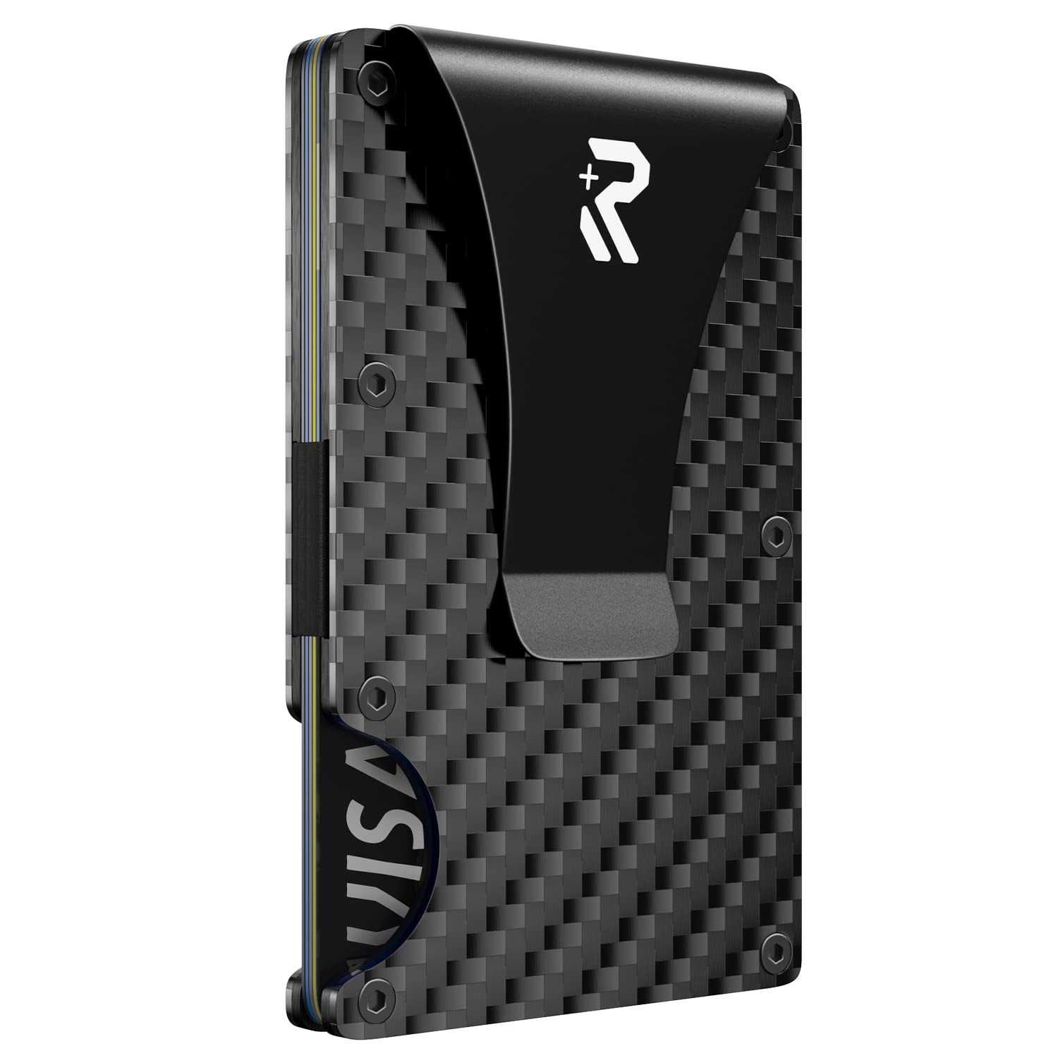 Carbon Fiber Wallet, RealPlus Minimalist Wallet with RFID Blocking and Stainless Steel Money Clip, Ultra-Thin Credit Card Holder - Gift for Men, Husband, Father, Son
