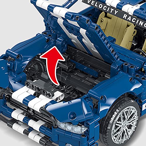 MORK 023021-1 Blau weißer GT Baustein Sportwagen, 1428 teiliger Technologie Serie 1:14 Modellbausatz, kompatibel mit… – Bild 7