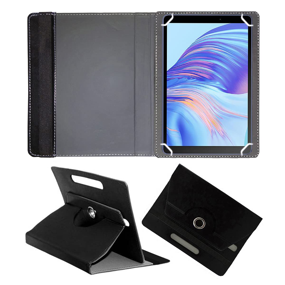 Fastway Rotating Leather Flip Case for Honor Tab X7 Tablet Cover Stand (Black)-image-6