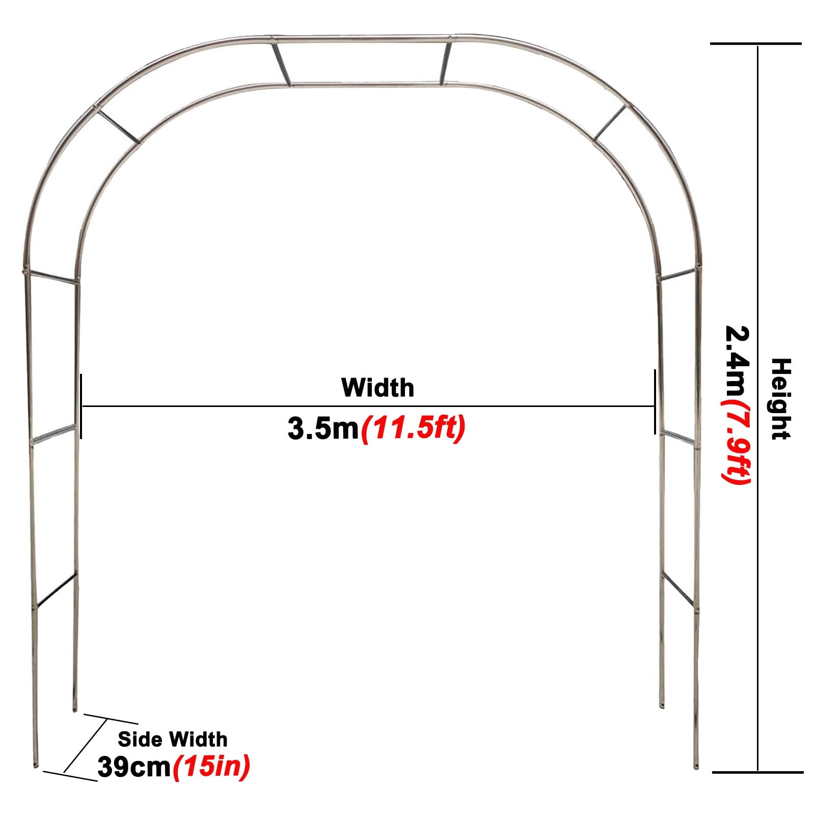 Stahlrahmen, Gartenbogen, Rankgitter, 1,5 m hoch, für den Außenbereich, Metallbogen für Kletterpflanzen, Hochzeitsdekoration, schwarz, Outdoor-Gartendekorationen für Hinterhof, Terrasse, Rasen,