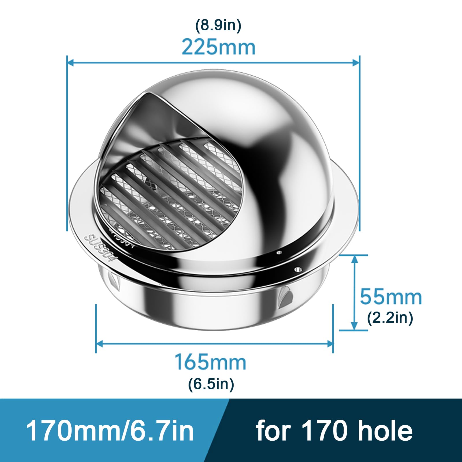 Tapa de chimenea de acero inoxidable 304, cubierta de lluvia para tubo de escape, tapa de ventilación de pared externa, rejilla de parabrisas para campana extractora, protección duradera