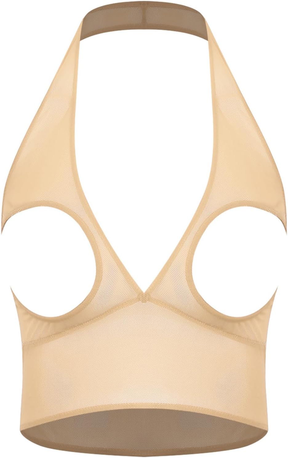 Agoky Mesh Bralette for Women Hollow Out Sheer Bra Vest Bare Exposed Breast Lingerie Crop Tank Tops