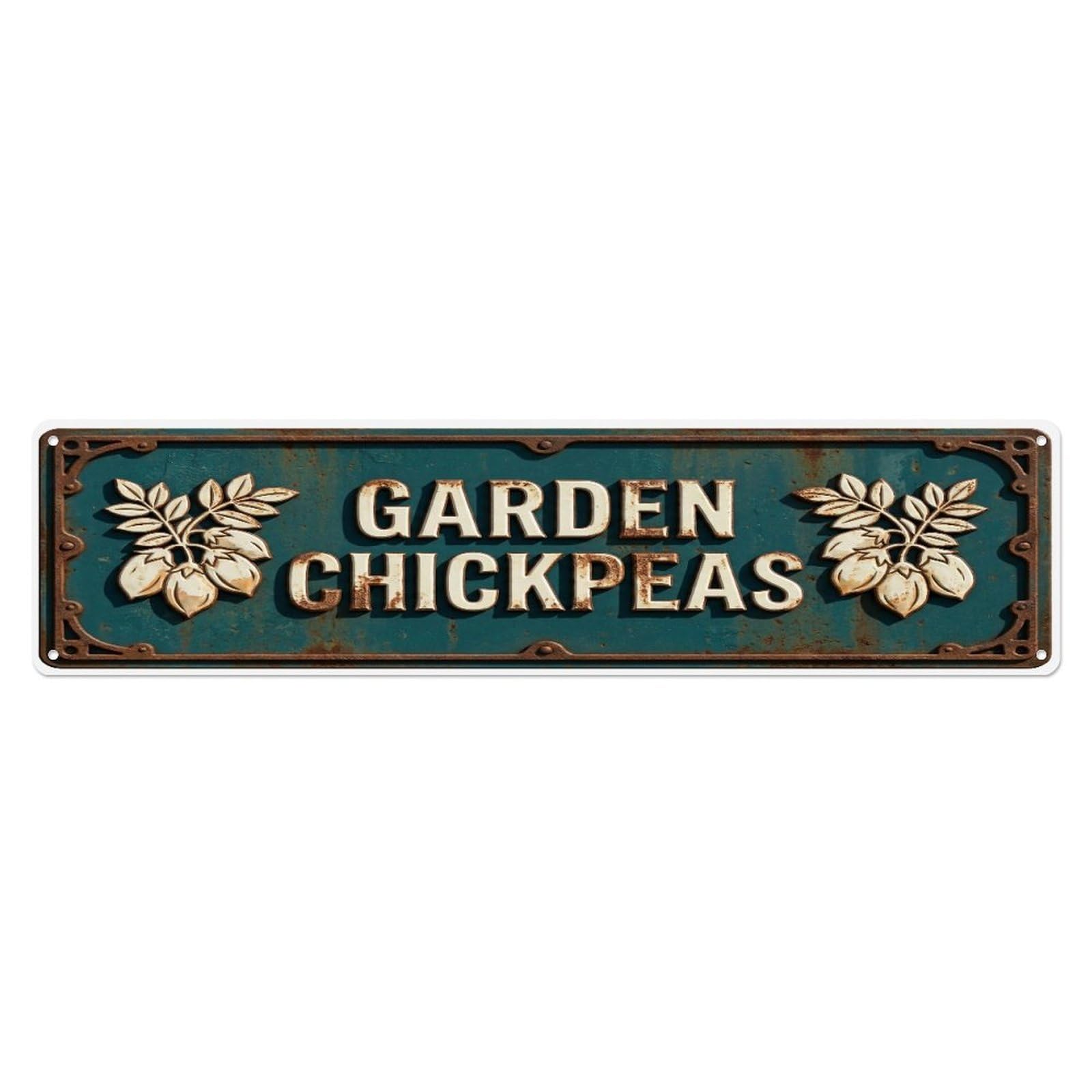 Metal Tin Sign GARDEN CHICKPEAS Vintage Legume Rustic Farmhouse