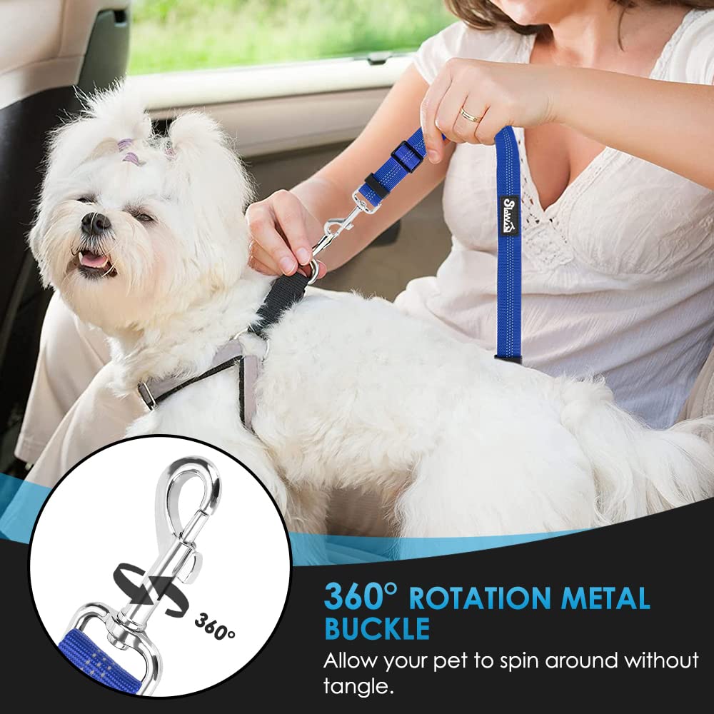 2 Ceintures De Sécurité Ajustables Pour Chien En Voiture - Harnais élastique Anti-vibration Noir Et Bleu - 12