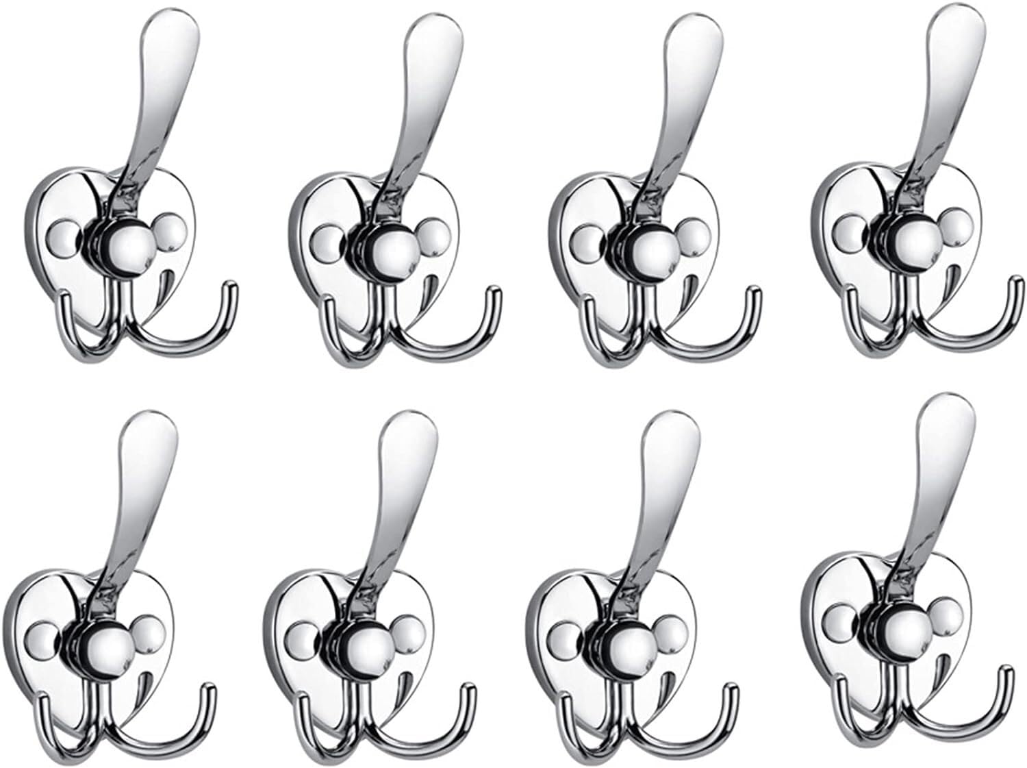 Lcanallyms A Wall Hooks, 8 Pcs Double Prong Robe Hooks Dual Coat Door With Screws Wall Mounted For Hanging Hat Tie Clothes Towel For Bedroom Bathroom Kitchen,