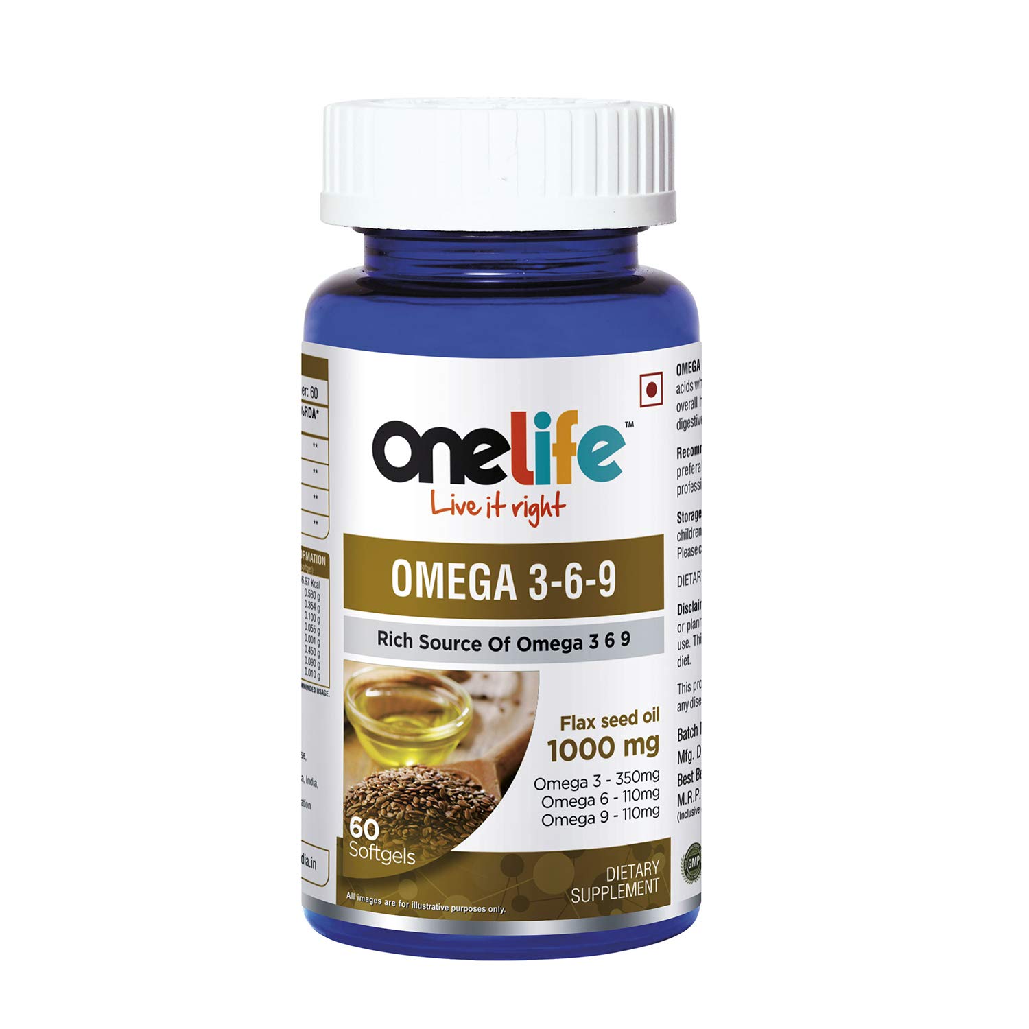 Buy OneLife Omega 369 Flax Seed Oil for High Blood Pressure (1000 Mg