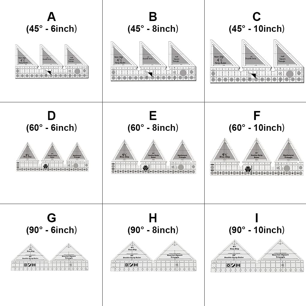 Juego de 5 reglas de costura acrílicas transparentes para patchwork, plantilla de medición, bordado, manualidades, acolchado, diseñadores, 45 grados, 8 pulgadas