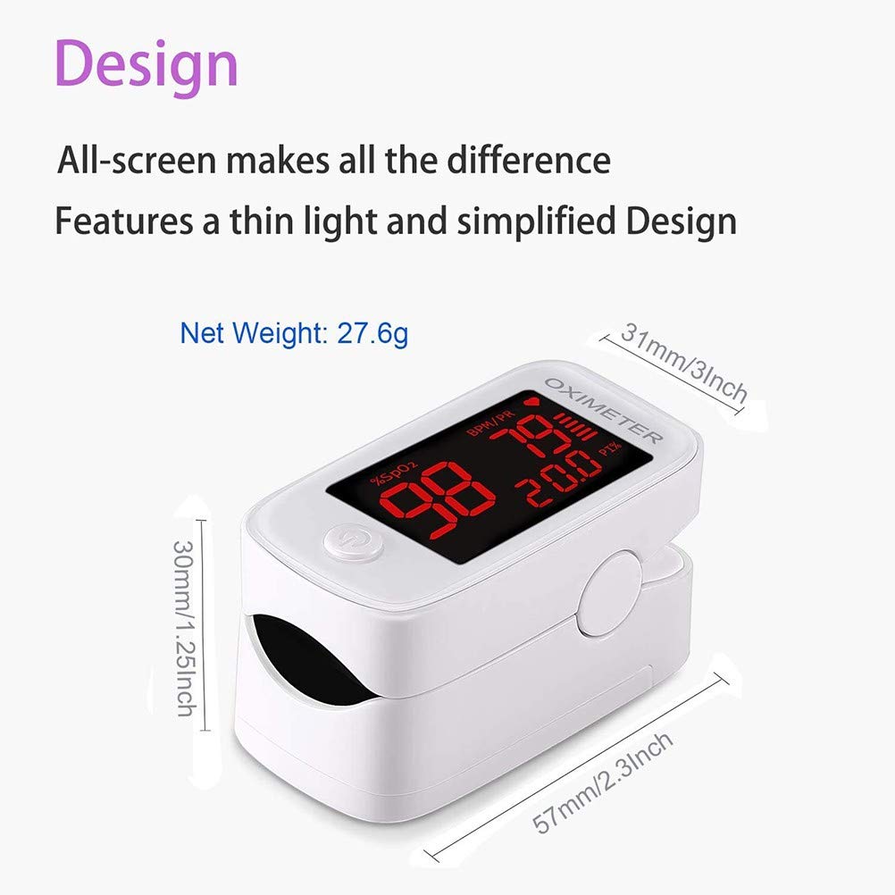 Pulsossimetro da Dito,Portatile Saturimetro con Display LED Ossigeno Saturimetro Monitoraggio Cardiofrequenza per Saturazione di Ossigeno e Frequenza del Polso