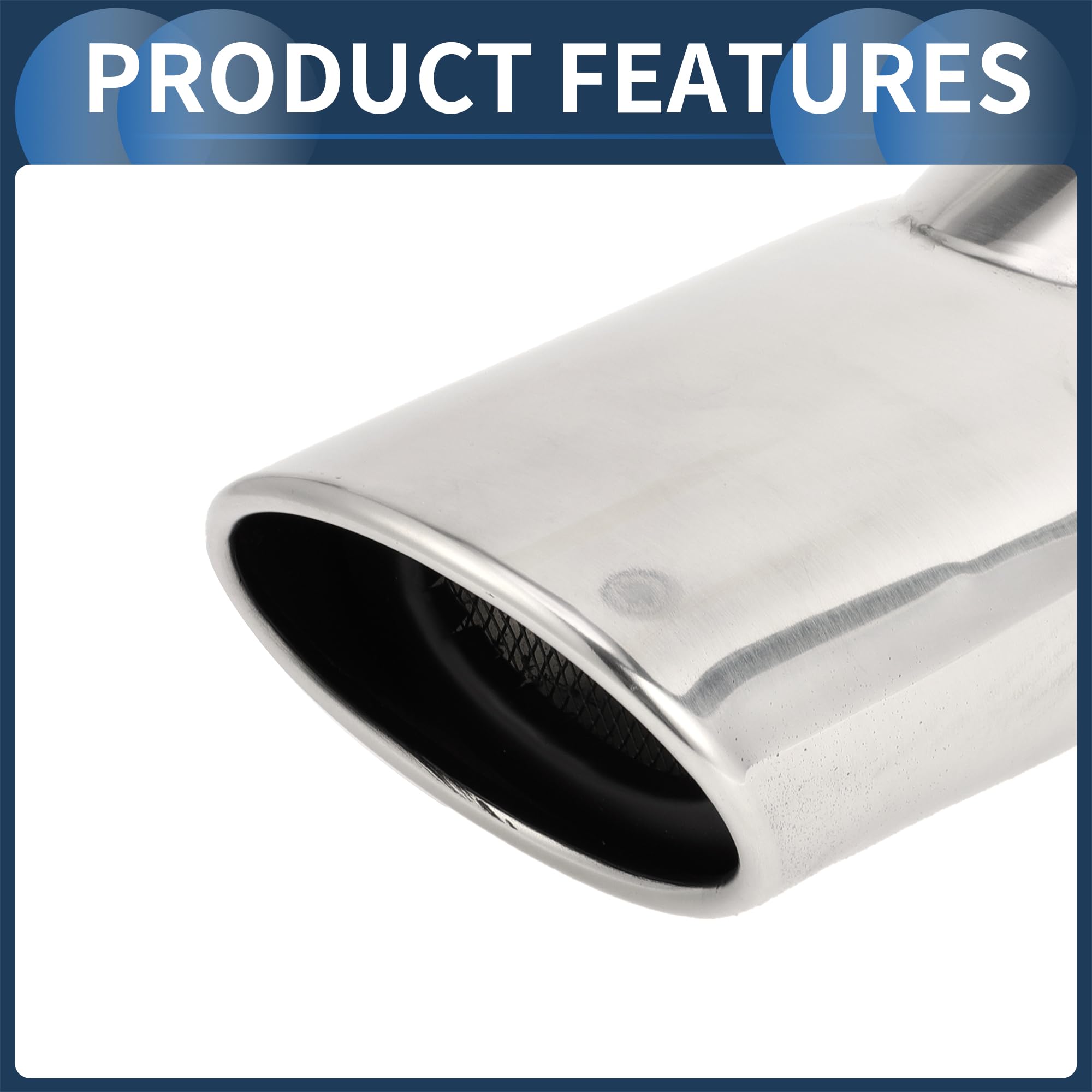 Punta di Scarico Curva Inclinata Posteriore 2.8" Ingresso 4.1" Uscita 7.2" Lunghezza Tubo di Scarico per Land Rover Range Rover 02-10 in Acciaio Inossidabile Tono Argento Bullonato