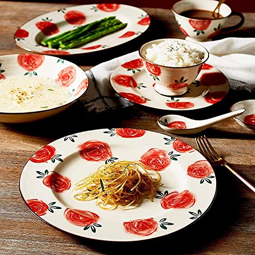 NC Set di stoviglie, per la casa o Ristorante Speciale, Set per la Cena in Ceramica, 51 Pezzi Retro Garden Rose Filo di… - immagine 5
