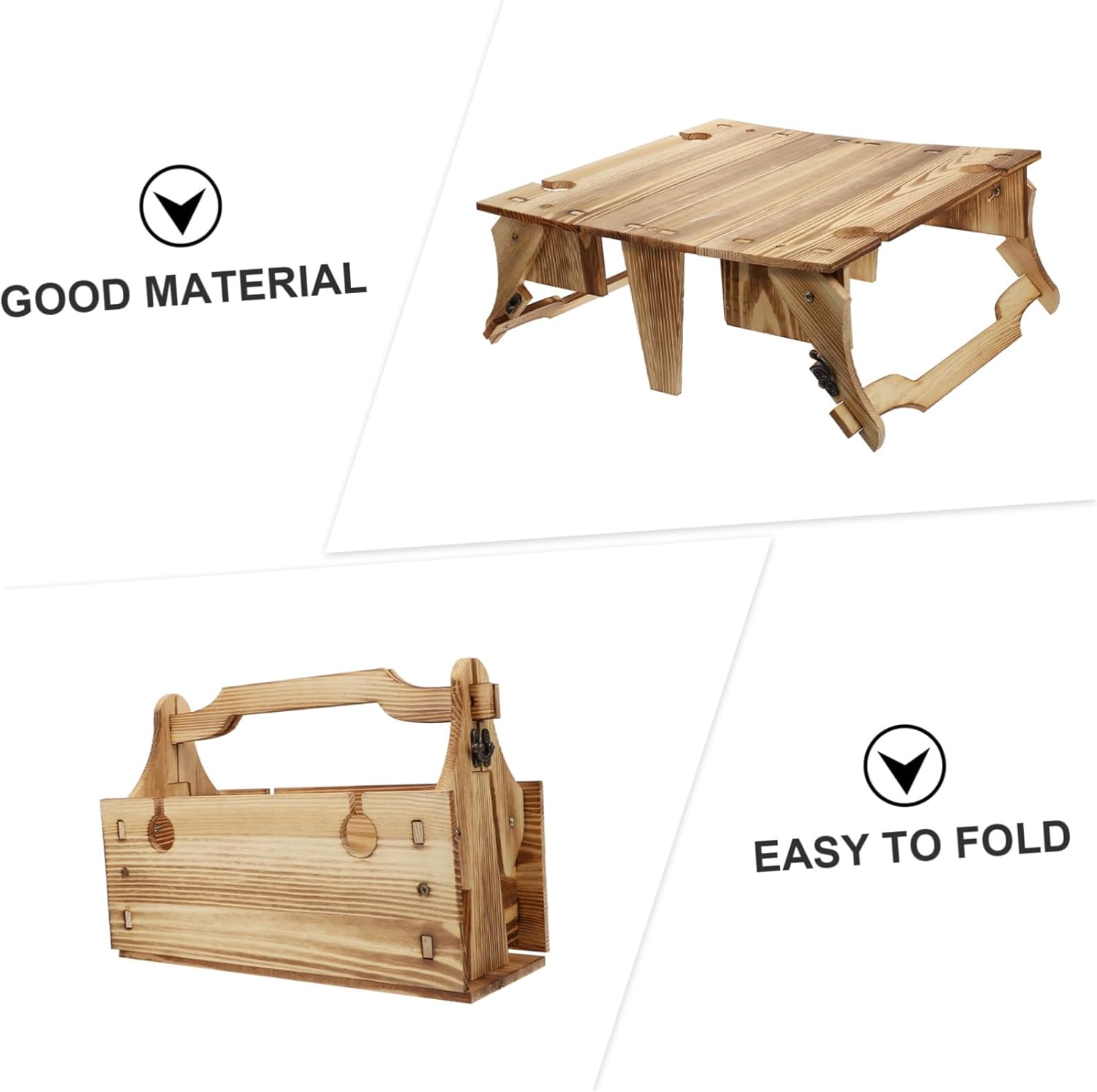 1pc Outdoor Folding Wooden Desk Portable Collapsible Table for Picnics Camping and Beach Use Lightweight Design Easy to up and Store Modern Deep Wood Finish