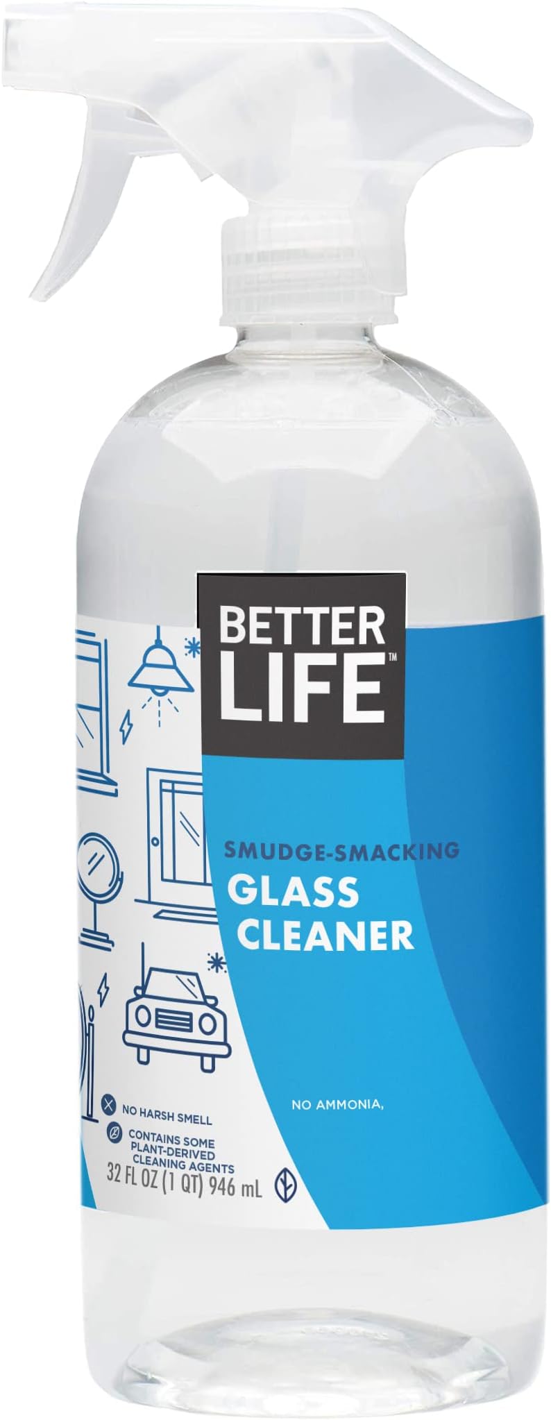 Glass Cleaner, Streak-free Window Cleaner, Surface Cleaning Spray, Mirror, Screen and Shower Door Cleaner, Removes Fingerprints, Dust, Dirt, Unscented, 32 Oz, Pack of 1