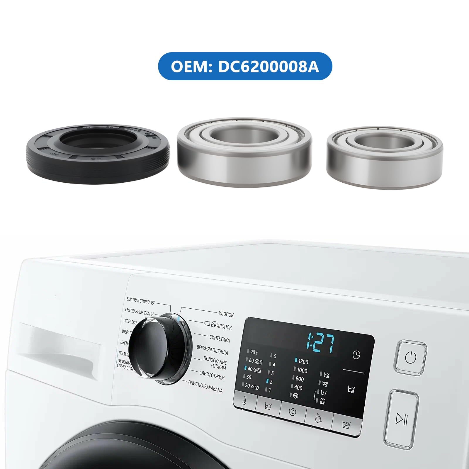 Waschtrommel 6205 6206 Lager und 35x65,55x10/12 Dichtungssatz DC6200008A kompatibel mit Samsung WD806P4SAWQ