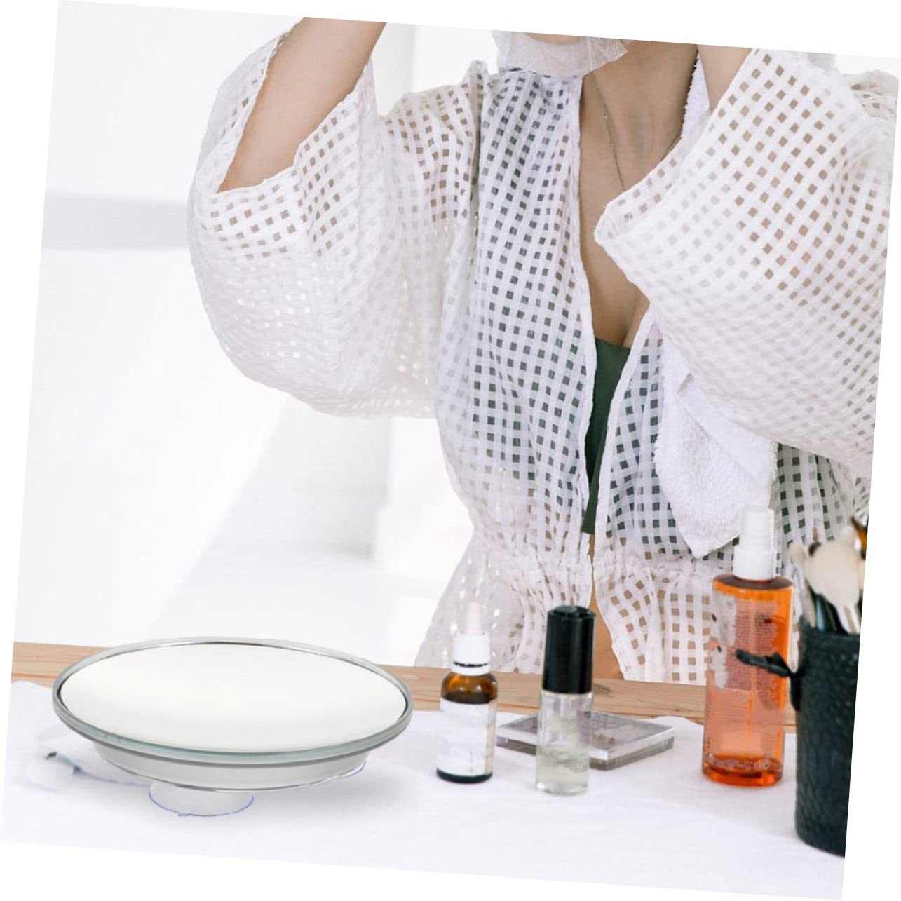 Miroir à Ventouse Grossissant X20, Lot de 2, Blanc