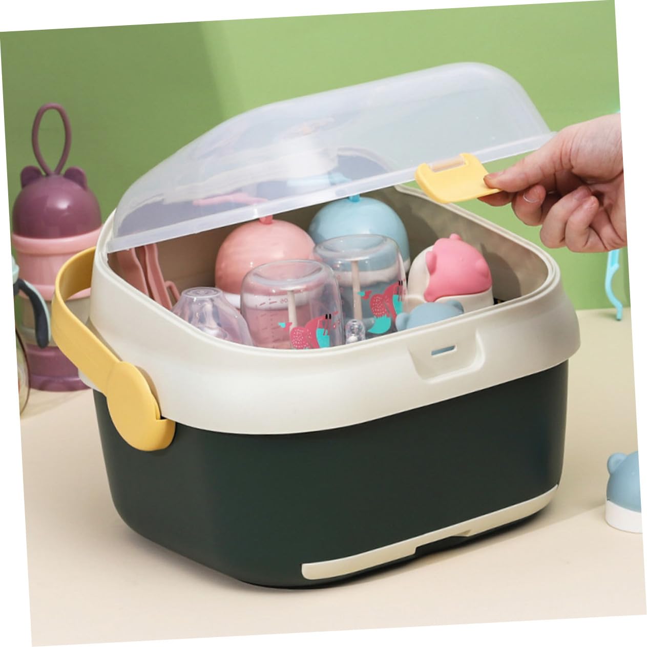Abaodam Babyflaschen Aufbewahrungsbox mit Deckel aus Pp, 1 Stück | Milchflaschen und Schnuller, Multifunktional, Trocknungsbehälter für Lagerung