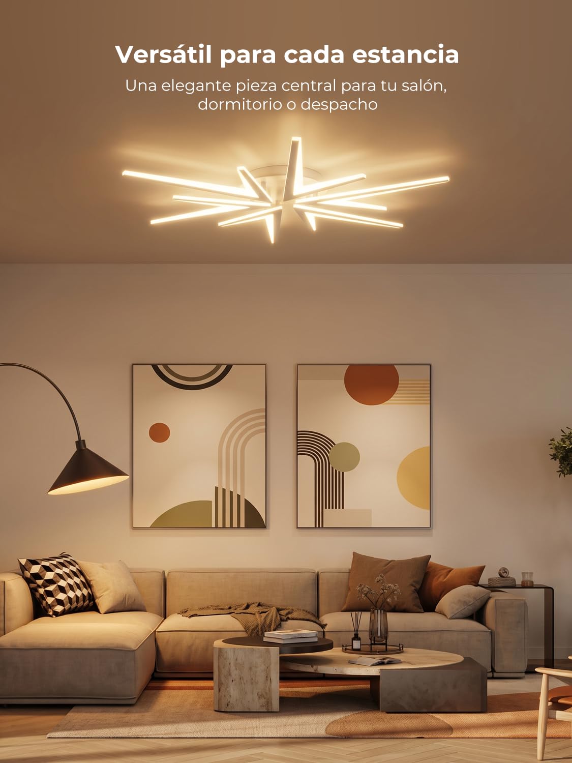 Lámpara Techo Salón Led Regulable con Mando a Distancia, 92cm Plafon Led Techo, Luces de Techo 72w LED 6800lm, Blanco