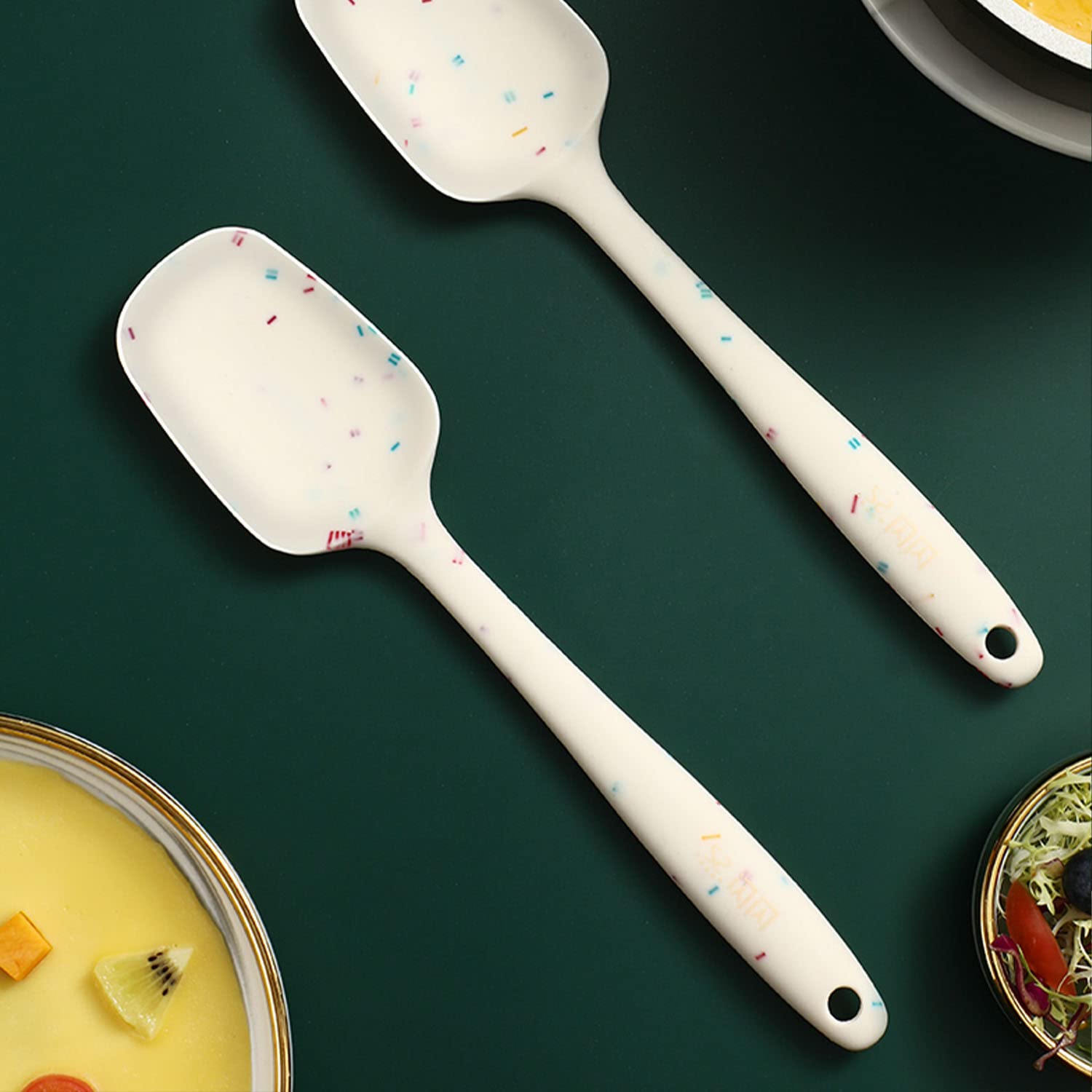 Pala de cuchara de silicona, diseño de una pieza resistente al calor, antiadherente sin costuras, raspador flexible y herramienta de mezcla para utensilios de cocina y restaurante 9