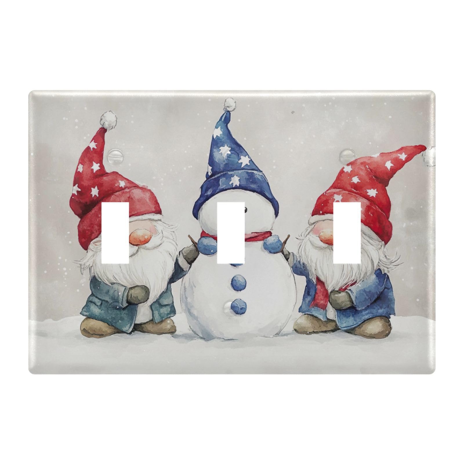 Light Switch Cover Christmas Three Gnomes Wall Plates for Electrical Outlets 3 Gang 202b7316