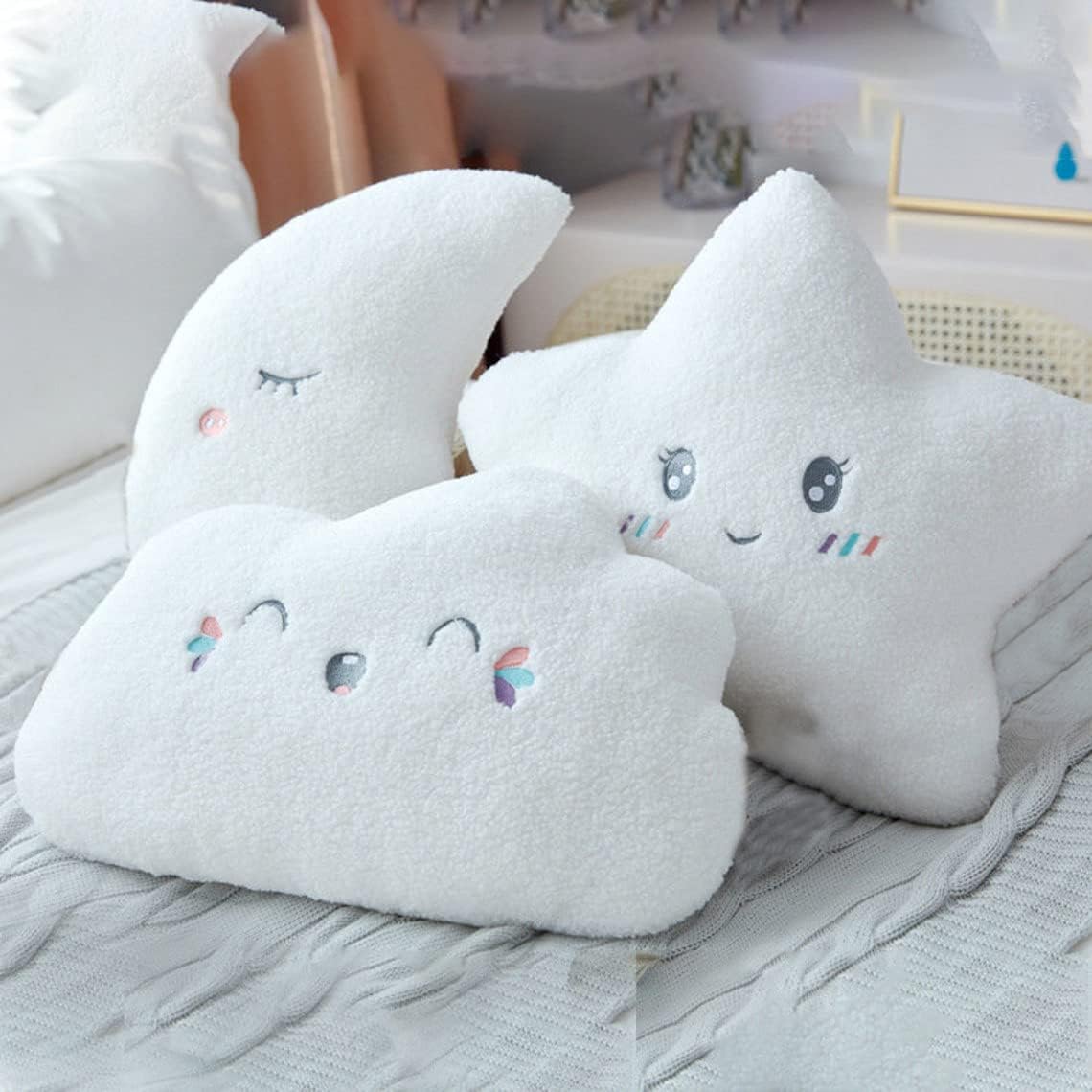 The Purple Tree Velvet Full Moon Cushion With Crown For Kids And Babies