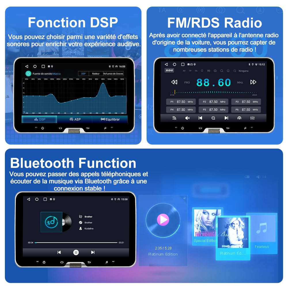 AWESAFE Autoradio 1 Din Universel Android 13 | Écran Tactile Amovible 10,1 Pouces | 2Go+64Go | CarPlay & Android Auto | Caméra de Recul | Bluetooth WiFi | FM RDS | Mirror Link | Autoradio Multimédia