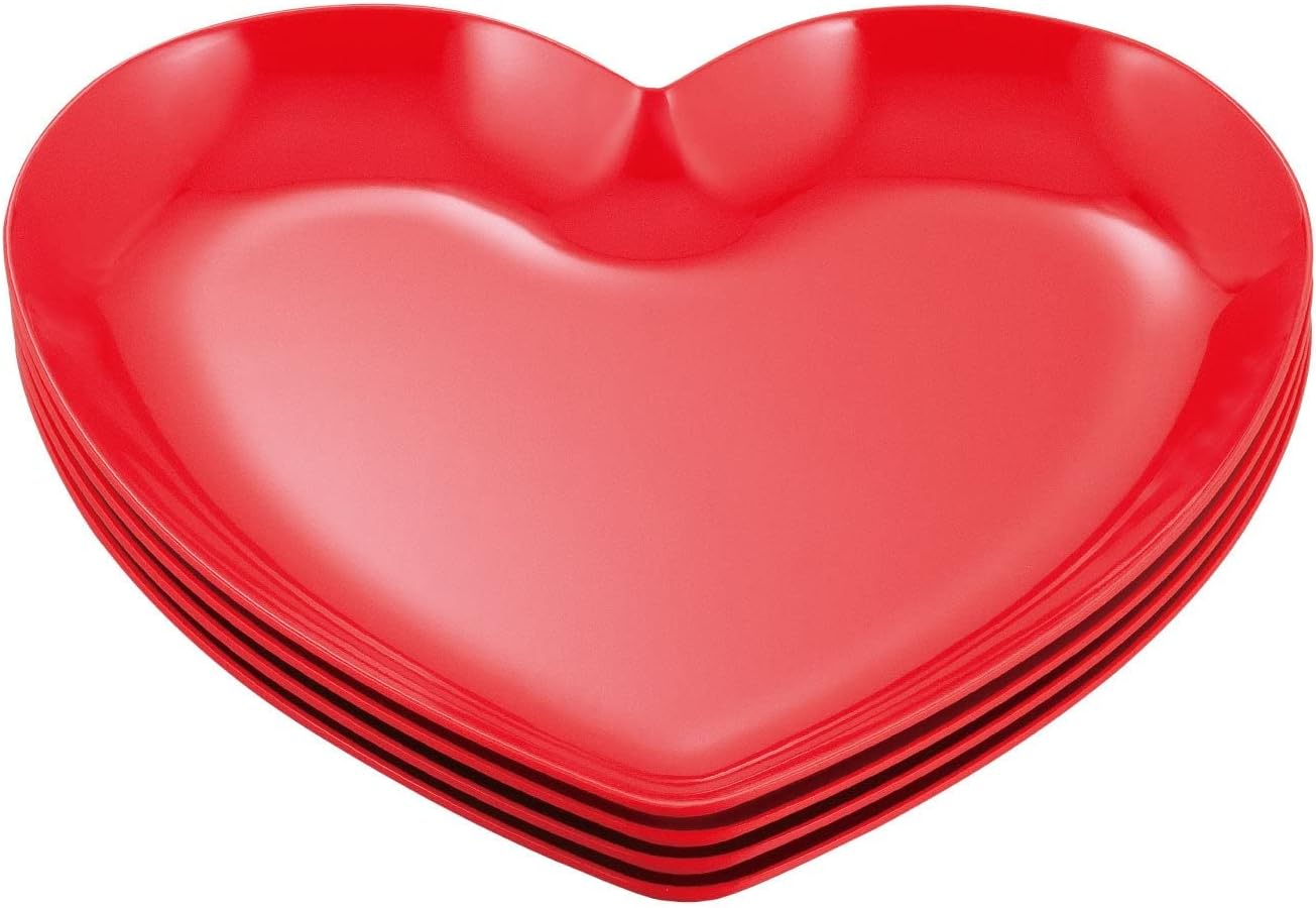 Supreme Housewares 4-Piece 8.5 Inch Melamine Small Serving Plate Dinner Salad Plates Heart shaped Plates (8.5 Inch Heart Plate)