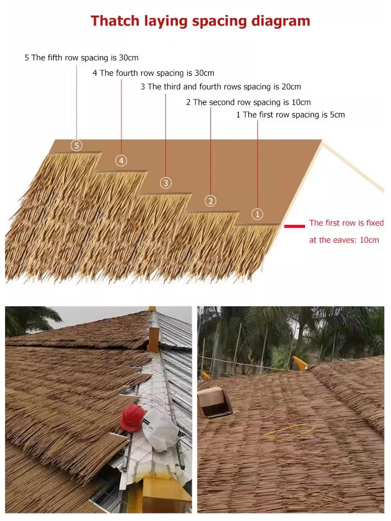 Palmenstroh-Rolle, künstliche Strohziegel für Dach, Tiki-Hütte, Bar, Garten, Terrasse, Heißschmelz-Simulations-Strohdach, bequem in Rollen geliefert