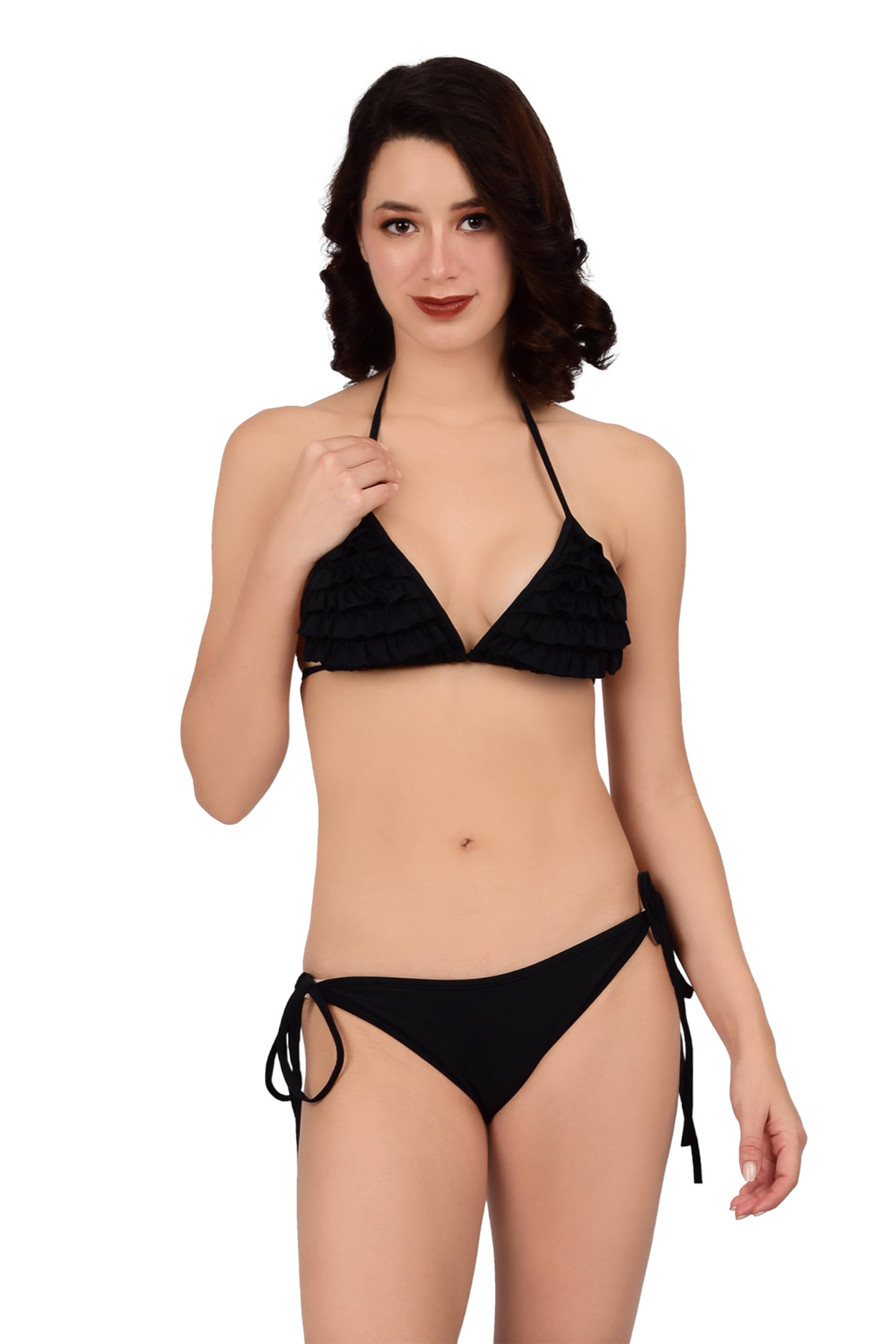 Polyamide Seamless Lightly Padded Medium Coverage Swimwear for Women I Comfortable and stylish Strapless Beachwear with Solid Pattern - Purple & Sea Green, Size - XS to M-image-38