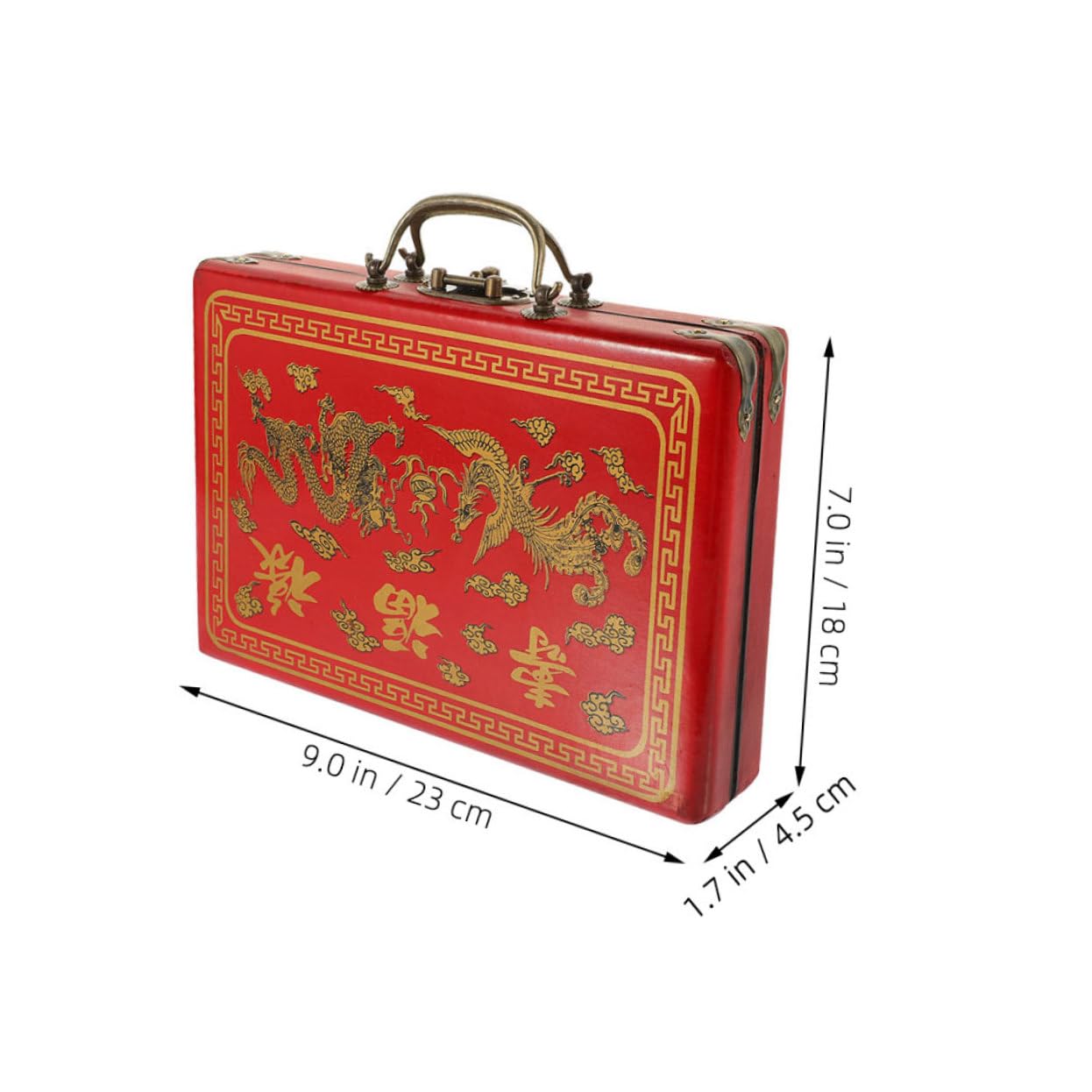 BESTonZON Portable Mahjong Case Mahjong Packing Box Vintage Style Storage Solution