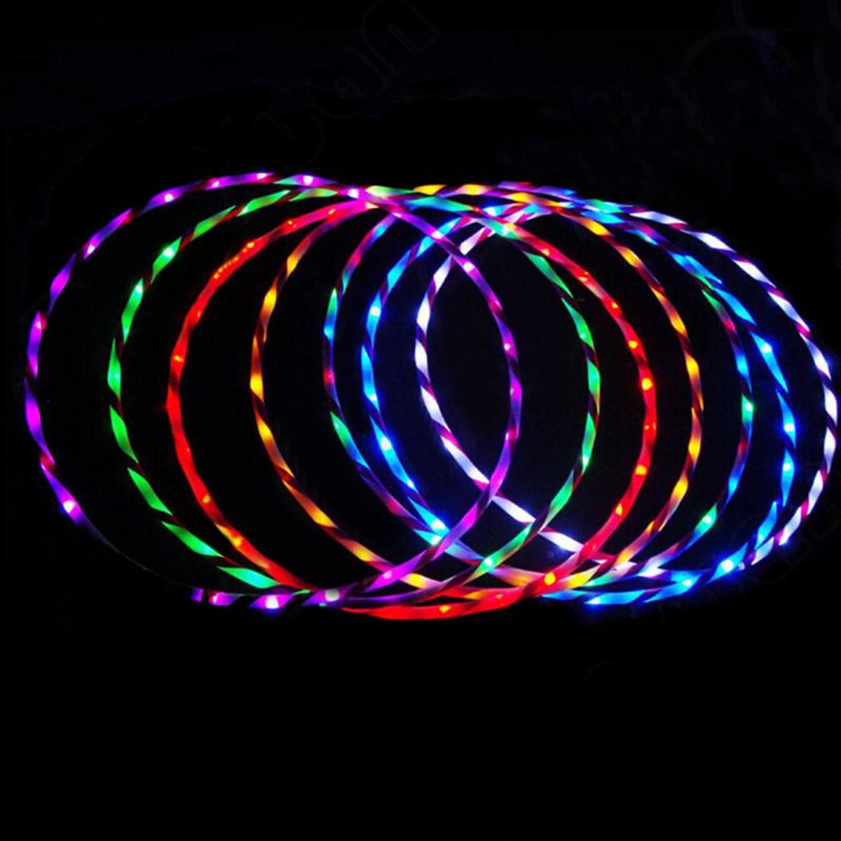 EsportsMJJ 24 Luci Led Flash Hula Hoop Fitness 7 Colore Cambiando Addominale Attrezzi Esercizio 90Cm