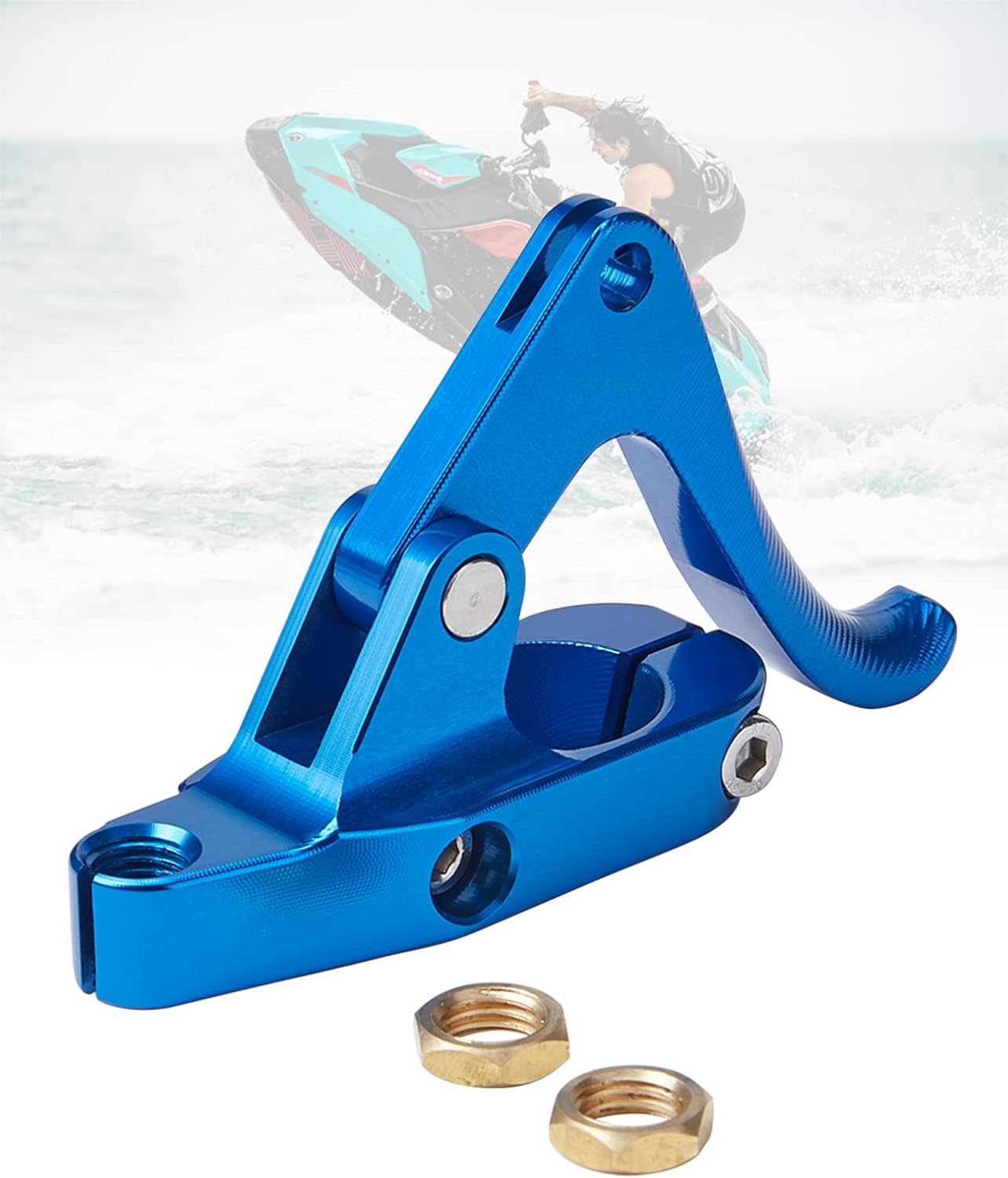 KEMIMOTO Finger Throttle Compatible with Wave Runner Jet Ski Sliver Blue Aluminum Alloy