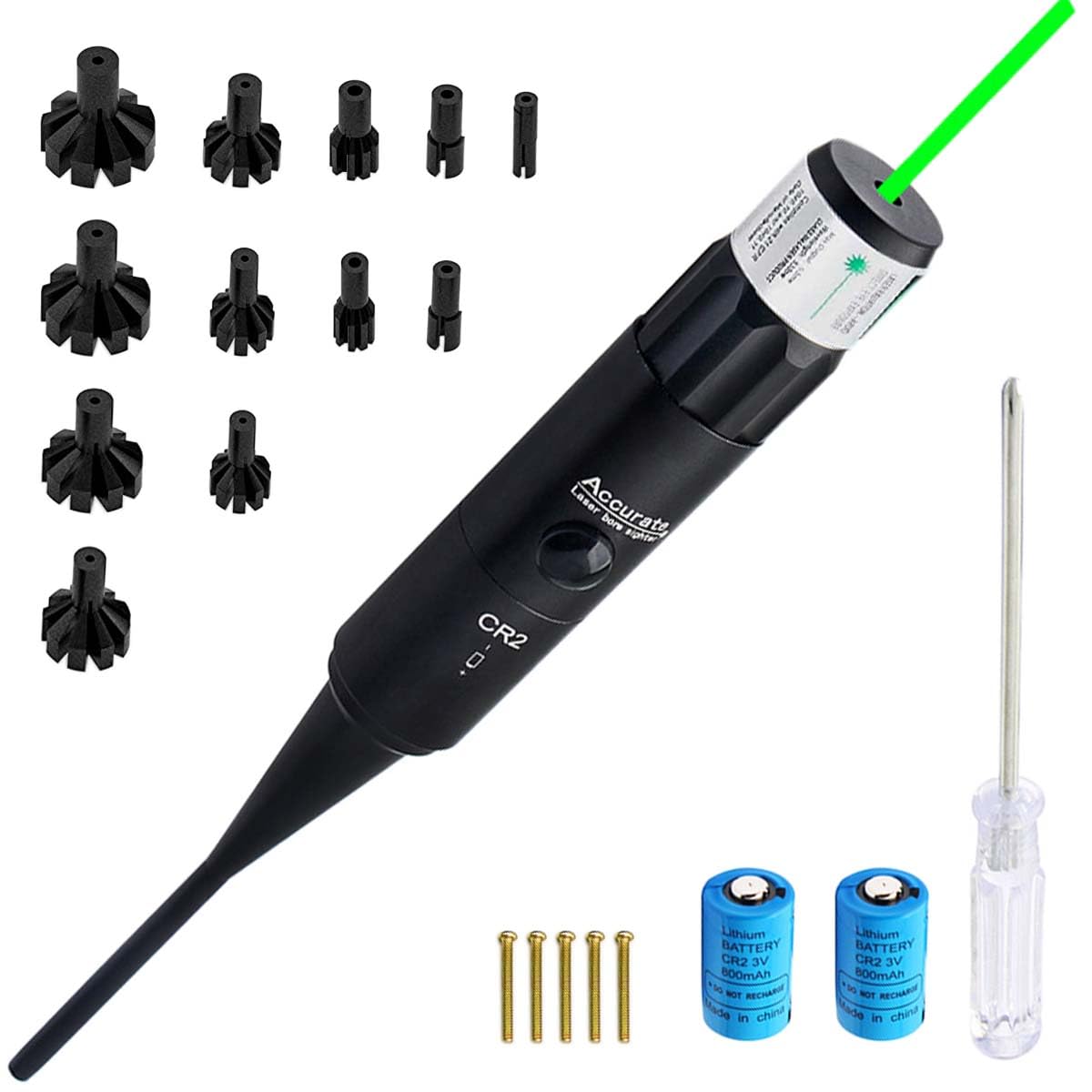 Laser Bore Sight Kit Multiple Calibers, Green/Red Dot Boresighter Set for .177 to 12GA Caliber Rifle Handgun,Multi-adapters Bore Sighter Scope with Press Switch for Rifle Shotgun Pistols for Hunting