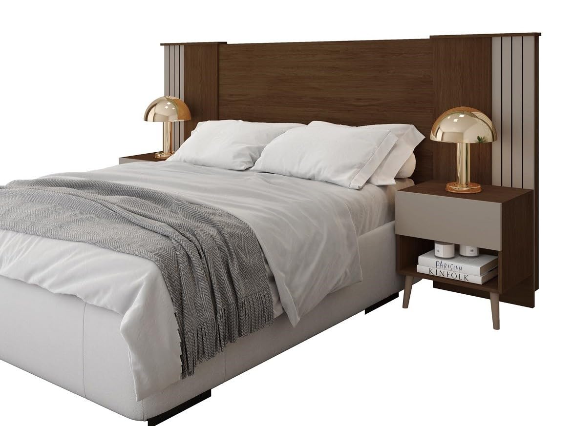 MAESTRO FERRETERO MF - Cabecero PROXIMUS Extensible con 2 Mesillas, MDP Habana y Fendi - Funcionalidad y Diseño