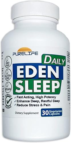 Eden Daily Sleep Nueva fórmula libre de GABA Duerme más rápido, relaja tus músculos, promueve un sueño profundo y reparador (30 cápsulas veganas)