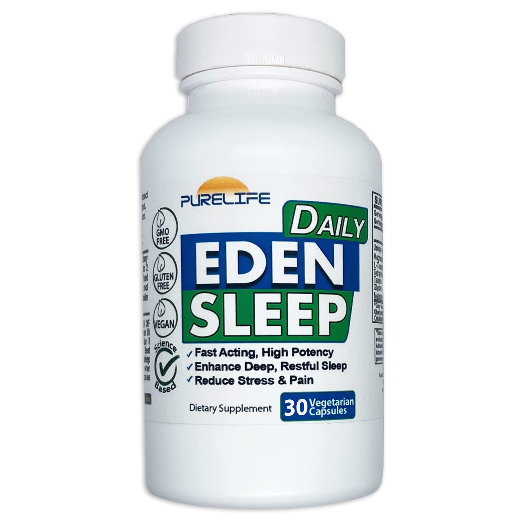 Eden Daily Sleep [NEW GABA Free Formula] – Fall Asleep Faster, Relax Your Body, Promote Deep and Restful Sleep (30 Vegan Capsules) 30 Count (Pack of 1)