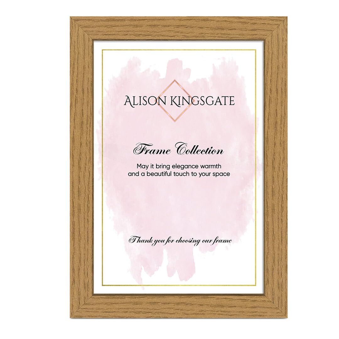 Alison Kingsgate Oak Modern A3 Picture Frame - Engineered Wood Photo Frame With Shatterproof Perspex Front - Ideal For Posters, Certificates & Artwork