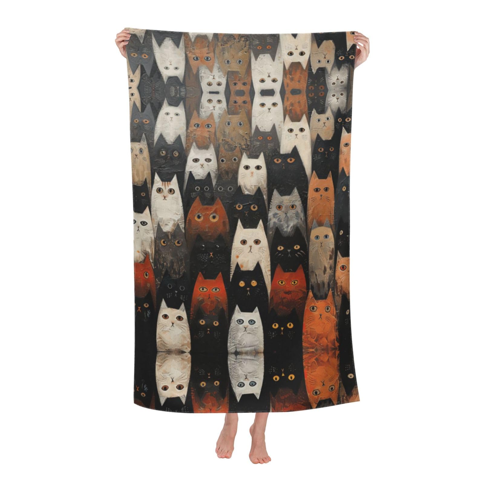 KPXXAQT Cat Print Oversized Adult Beach Towel Quick-Dry Travel Swimming Camping Outdoor Adventures