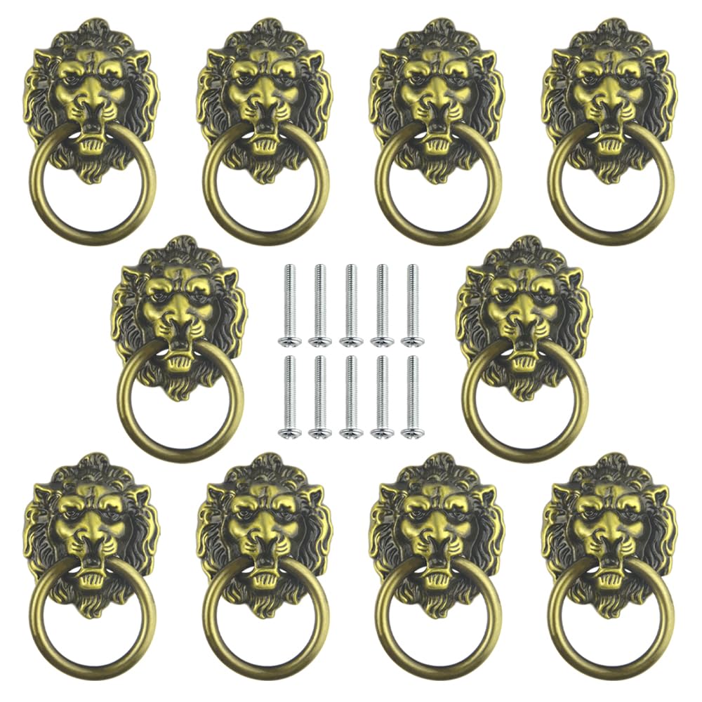 Unique Bargains Poignée de Tiroir de Meuble Porte Armoire Commode Tête de Lion 12 Pcs