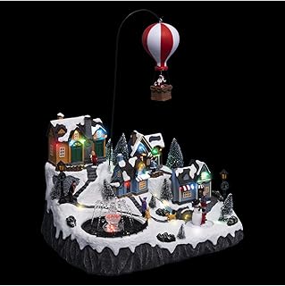 FEERIC LIGHTS & CHRISTMAS Pueblo de Navidad Globo Animado/Musical 46 LED + Transformador